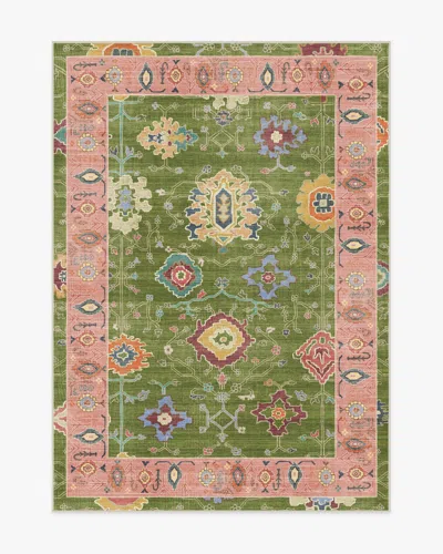 Ruggable Mehr Green & Soft Pink Outdoor Rug In Multi