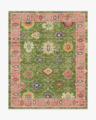 Ruggable Mehr Green & Soft Pink Outdoor Rug In Animal Print