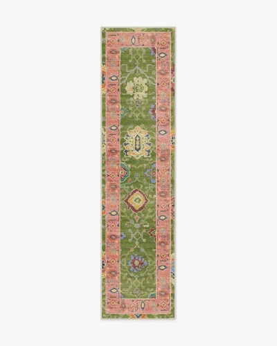 Ruggable Mehr Green & Soft Pink Outdoor Rug In Multi