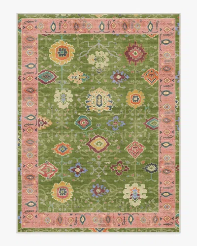 Ruggable Mehr Green & Soft Pink Outdoor Rug In Red