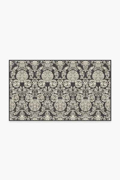 Ruggable Mickey Damask Charcoal Flatwoven Rug In Black