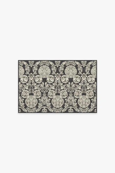 Ruggable Mickey Damask Charcoal Flatwoven Rug In Gray