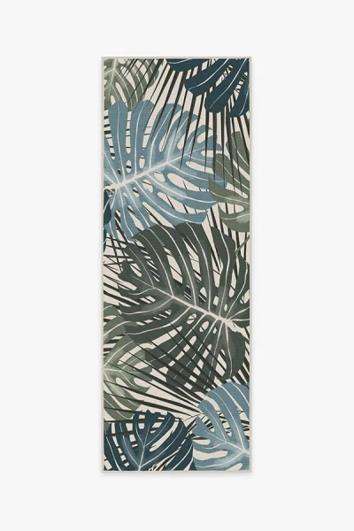 Ruggable Monstera Jade Flatwoven Rug In Blue