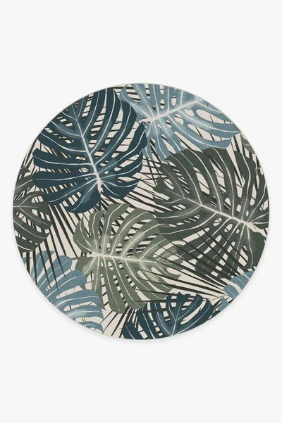 Ruggable Monstera Jade Flatwoven Rug In Blue