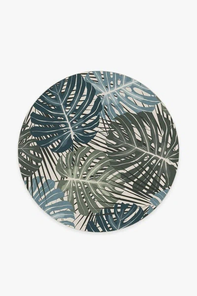 Ruggable Monstera Jade Flatwoven Rug In Blue