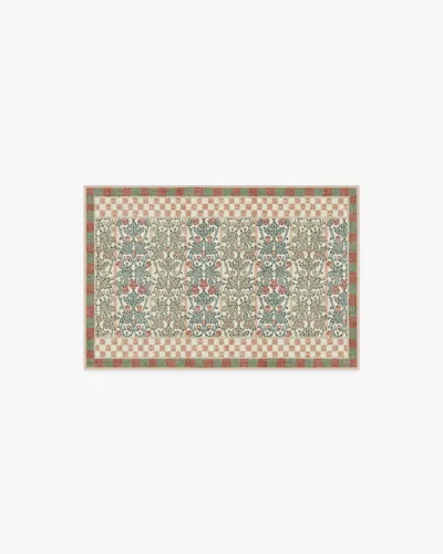 Ruggable Oak & Blossom Sage & Coral Flatwoven Rug By Morris & Co. In Gray
