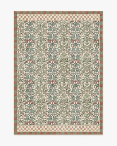 Ruggable Oak & Blossom Sage & Coral Flatwoven Rug By Morris & Co. In Gray