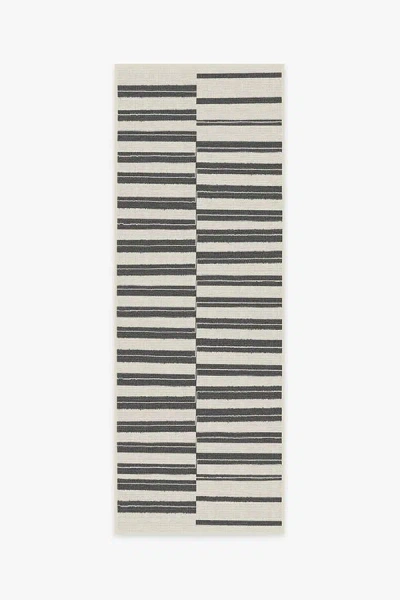 Ruggable Offset Stripe Black Outdoor Rug