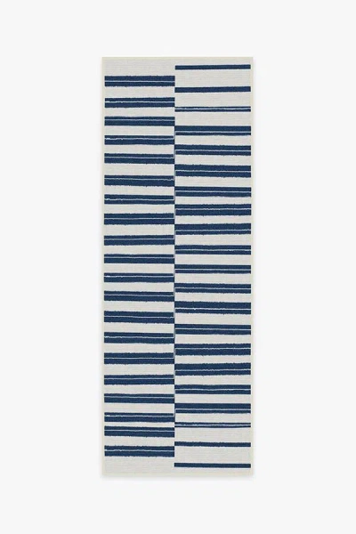 Ruggable Offset Stripe Navy Outdoor Rug In Blue