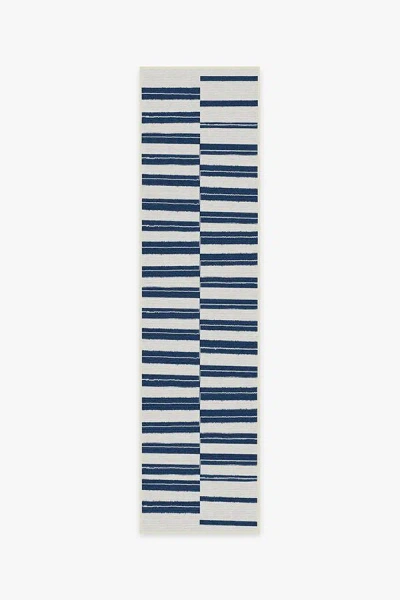 Ruggable Offset Stripe Navy Outdoor Rug In Blue