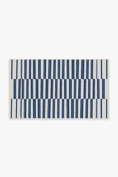 Ruggable Offset Stripe Navy Outdoor Rug In Blue