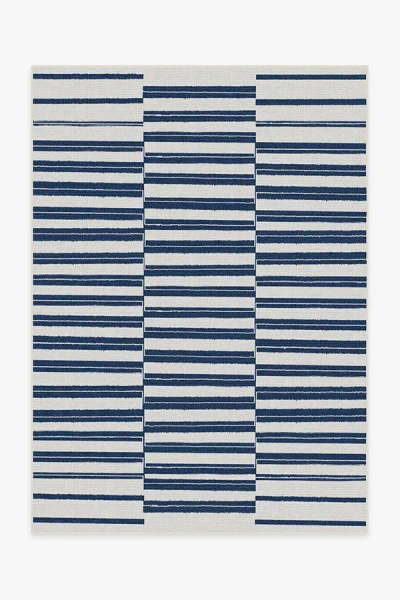 Ruggable Offset Stripe Navy Outdoor Rug In Blue