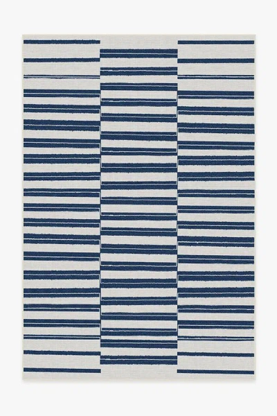 Ruggable Offset Stripe Navy Outdoor Rug In Blue