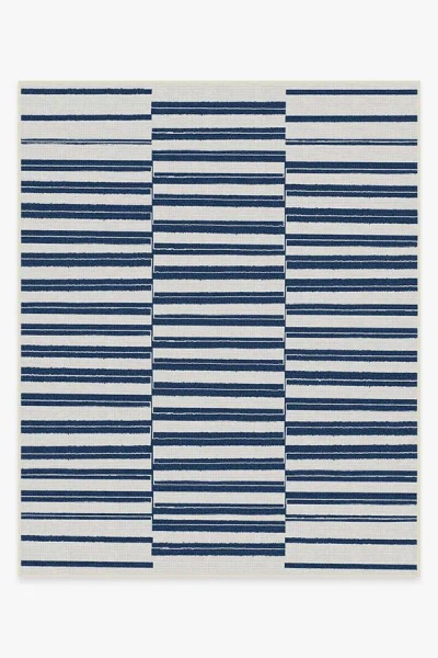Ruggable Offset Stripe Navy Outdoor Rug In Blue