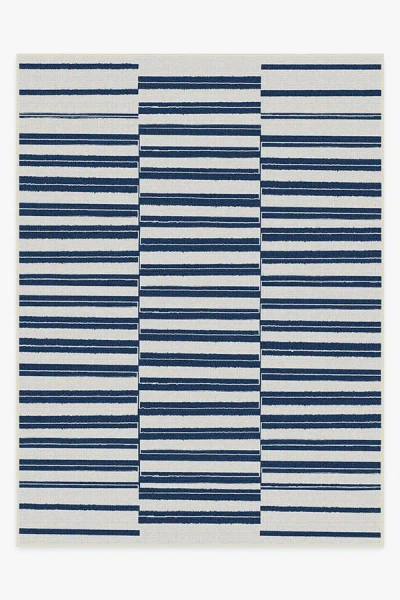 Ruggable Offset Stripe Navy Outdoor Rug In Blue