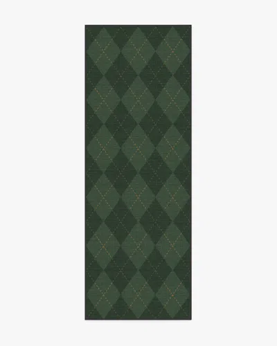 Ruggable Oliver Argyle Forest Green Flatwoven Rug In Multi