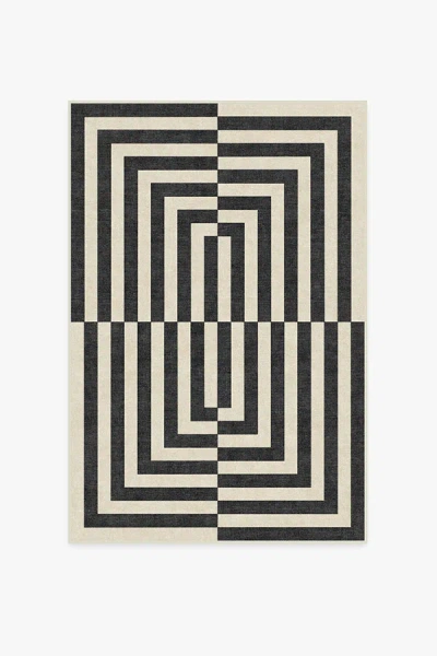Ruggable Op Art Charcoal Flatwoven Rug By Jonathan Adler In Black