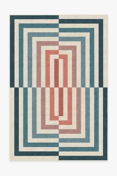 Ruggable Op Art Teal Flatwoven Rug By Jonathan Adler In Blue