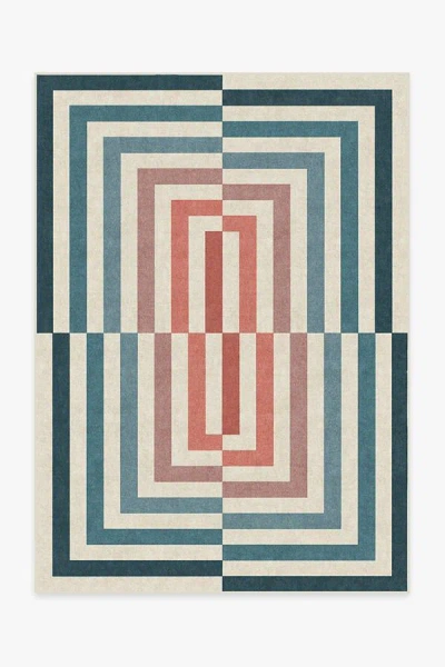 Ruggable Op Art Teal Flatwoven Rug By Jonathan Adler In Blue