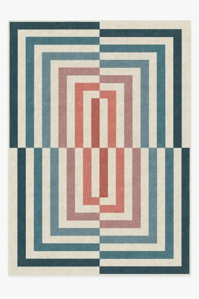 Ruggable Op Art Teal Flatwoven Rug By Jonathan Adler In Blue
