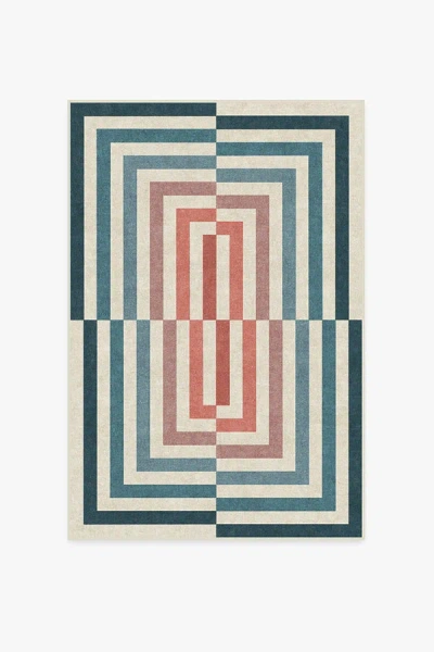 Ruggable Op Art Teal Flatwoven Rug By Jonathan Adler In Blue
