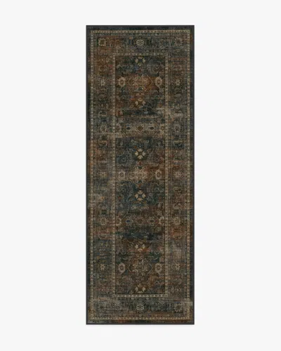 Ruggable Ophelia Navy & Redwood Flatwoven Rug In Black