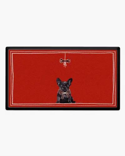 Ruggable Pawlished Holiday Frenchie Large Doormat In Red