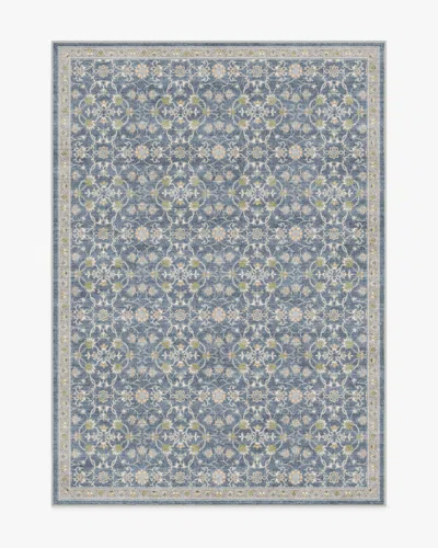 Ruggable Persian Scroll Slate Blue Flatwoven Rug By Morris & Co.