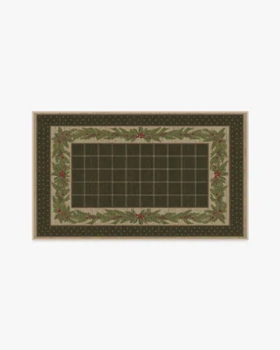 Ruggable Pine Border Dark Olive Flatwoven Rug In Green