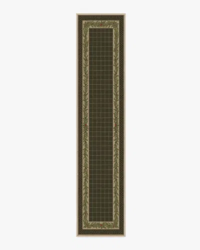 Ruggable Pine Border Dark Olive Flatwoven Rug In Multi