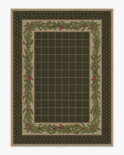 Ruggable Pine Border Dark Olive Flatwoven Rug In Multi