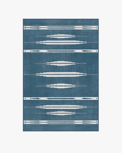 Ruggable Raye Indigo & Ivory Flatwoven Rug In Blue