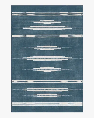 Ruggable Raye Indigo & Ivory Flatwoven Rug In Blue