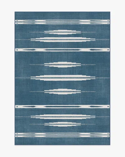 Ruggable Raye Indigo & Ivory Flatwoven Rug In Blue