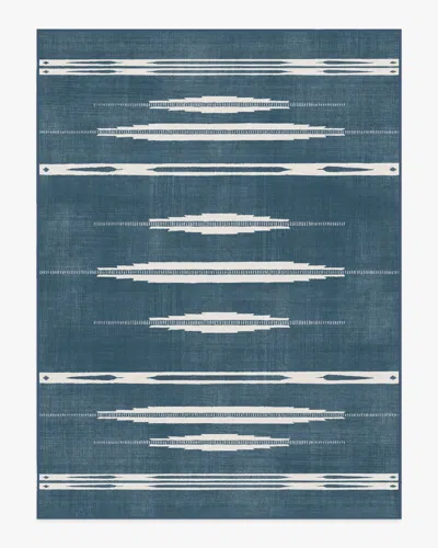 Ruggable Raye Indigo & Ivory Flatwoven Rug In Blue