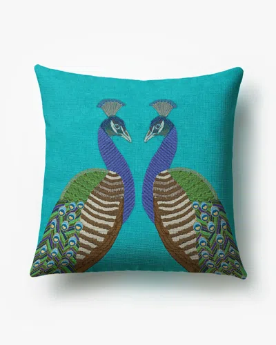 Ruggable Reflected Peacock Turquoise Woven Throw Pillow By Jonathan Adler In Blue