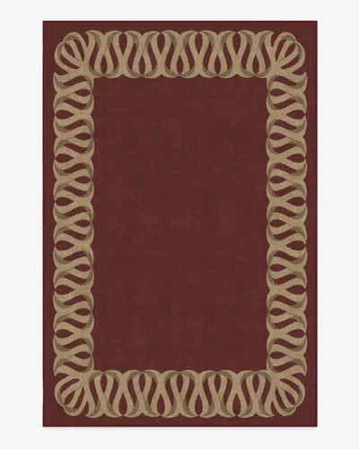 Ruggable Ribbon Border Red & Natural Flatwoven Rug