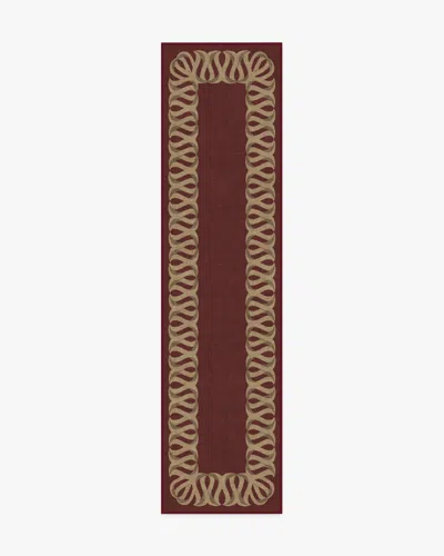 Ruggable Ribbon Border Red & Natural Flatwoven Rug In Brown