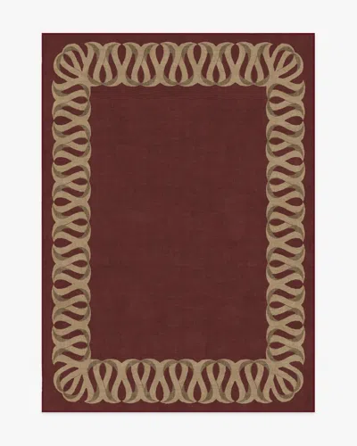 Ruggable Ribbon Border Red & Natural Flatwoven Rug