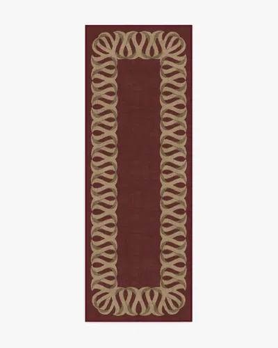 Ruggable Ribbon Border Red & Natural Flatwoven Rug In Brown