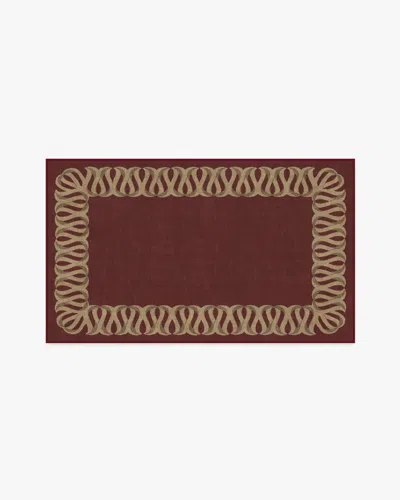 Ruggable Ribbon Border Red & Natural Flatwoven Rug In Burgundy