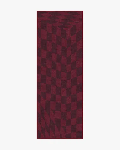 Ruggable Ricardo Checkerboard Burgundy Flatwoven Rug By Humberto Leon