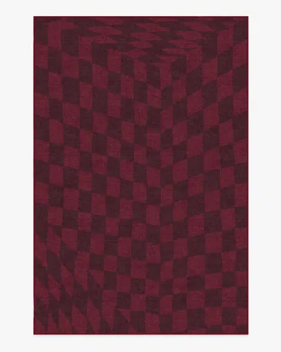 Ruggable Ricardo Checkerboard Burgundy Flatwoven Rug By Humberto Leon