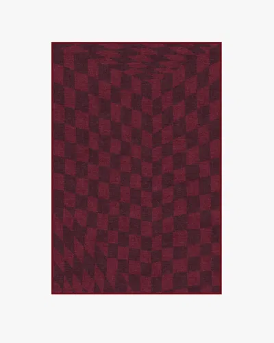 Ruggable Ricardo Checkerboard Burgundy Flatwoven Rug By Humberto Leon