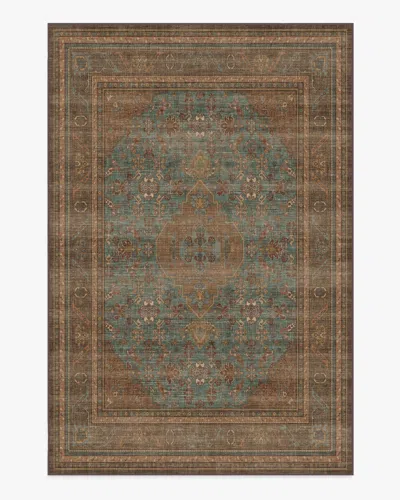 Ruggable Rowan Teal Blue & Copper Flatwoven Rug In Brown