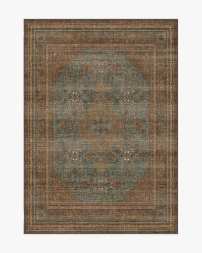 Ruggable Rowan Teal Blue & Copper Flatwoven Rug In Brown
