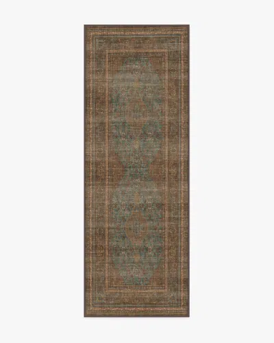 Ruggable Rowan Teal Blue & Copper Flatwoven Rug In Brown