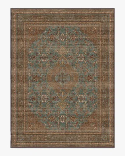 Ruggable Rowan Teal Blue & Copper Flatwoven Rug In Brown