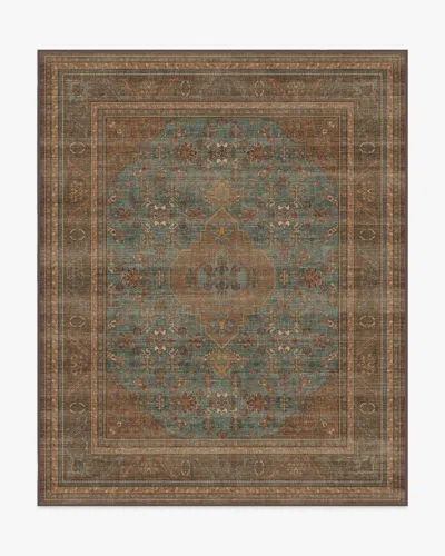 Ruggable Rowan Teal Blue & Copper Flatwoven Rug In Brown