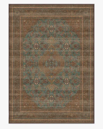 Ruggable Rowan Teal Blue & Copper Flatwoven Rug In Brown